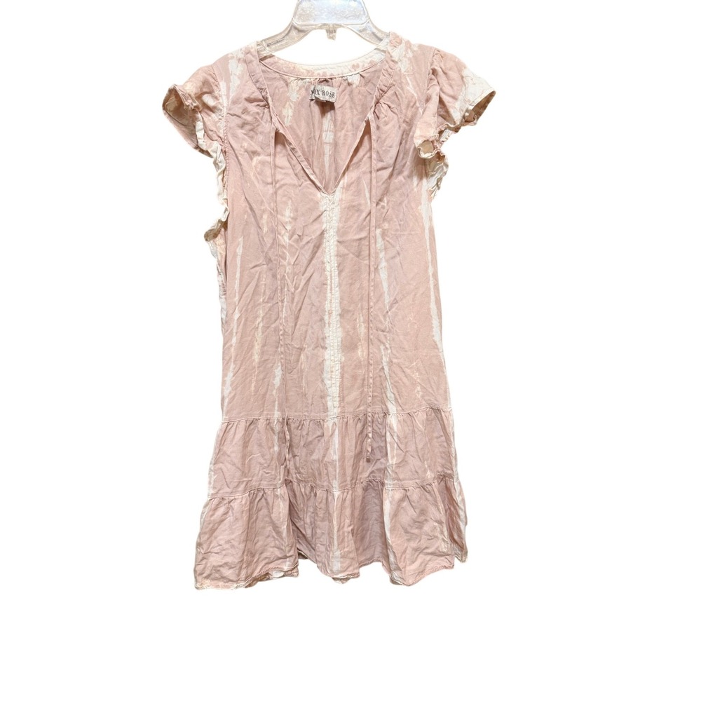 KNOX ROSE Pink Tie Dye Tiered Ruffle Sleeve Mini Dress XXL